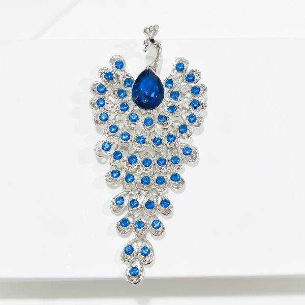 Diamond studded peacock brooch for women with a niche and high-end feel, DIY simple and luxurious chest flower - Image 2