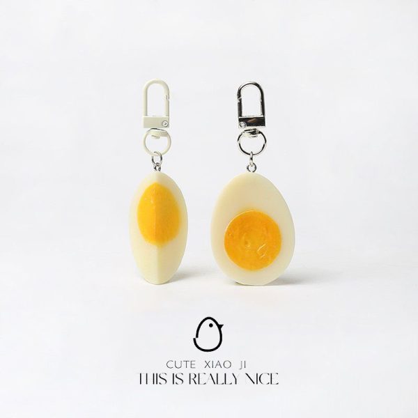 Bizarre simulation half cut egg keychain original design pendant bag accessories niche hanging accessories fun accessories - 图片 4