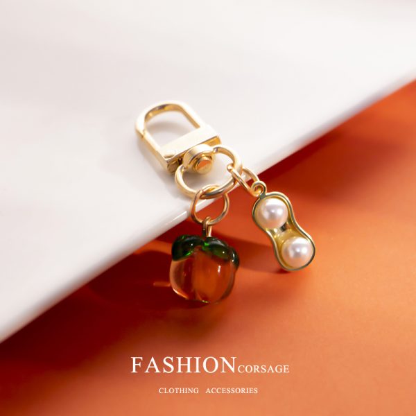 Personalized auspicious persimmon exquisite keychain, niche cute pendant, girl's everything goes well, good things happen, peanuts and accessories - 图片 3