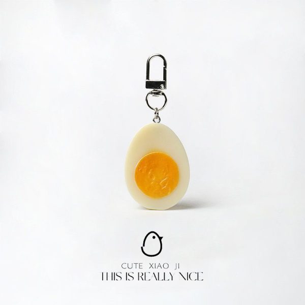 Bizarre simulation half cut egg keychain original design pendant bag accessories niche hanging accessories fun accessories - Image 3