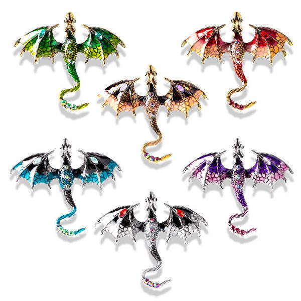 2025 popular retro dragon shaped brooch, women's cartoon high-end feeling brooch DIY elegant temperament personality exaggerated chest flower - Image 2