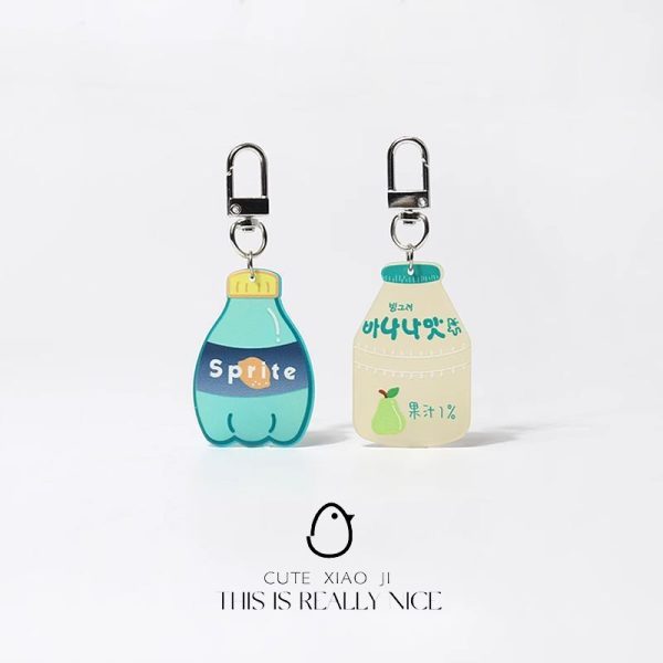 Yuanqi Cute Soda Acrylic Pendant Keychain Bag Accessories Creative Cartoon Hanging Accessories Versatile Daily Accessories - 图片 3