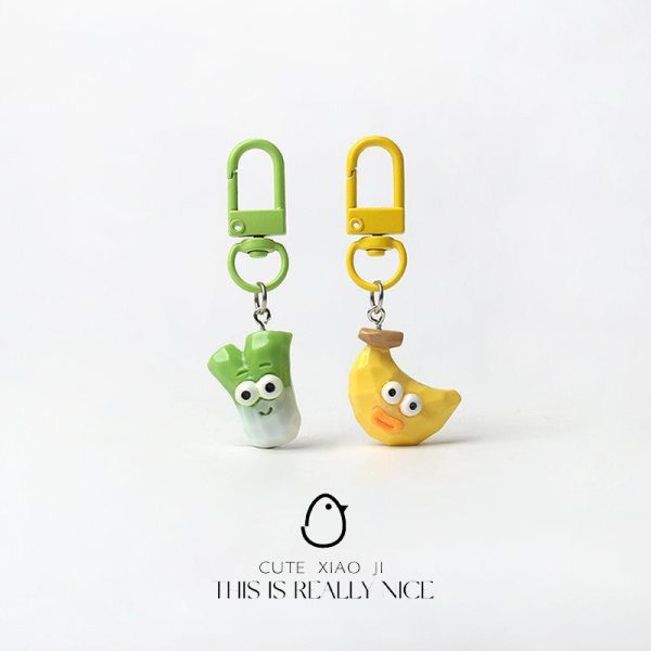 Super cute and small simulation banana fruit keychain pendant bag small pendant mini creative funny accessory