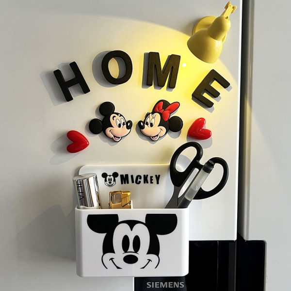 Mickey refrigerator with magnetic storage box, cartoon magnet wall mounted Mickey Mouse desk edge small tool stationery box decoration - 图片 2