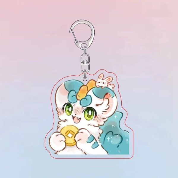 Not human, but animal, cute cartoon divine beast, fur ball, good luck avatar, acrylic keychain, friend gift pendant - 图片 2