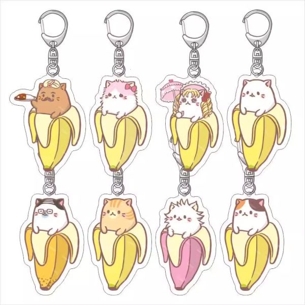 Banana Meow Black Banana Meow Old Man Banana Meow Long Hair Banana Meow Acrylic Keychain Pendant