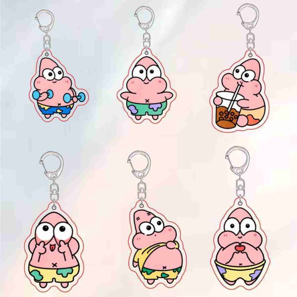 Simple drawing style big star keychain cute cartoon creative funny double-sided transparent backpack pendant acrylic jewelry - 图片 3