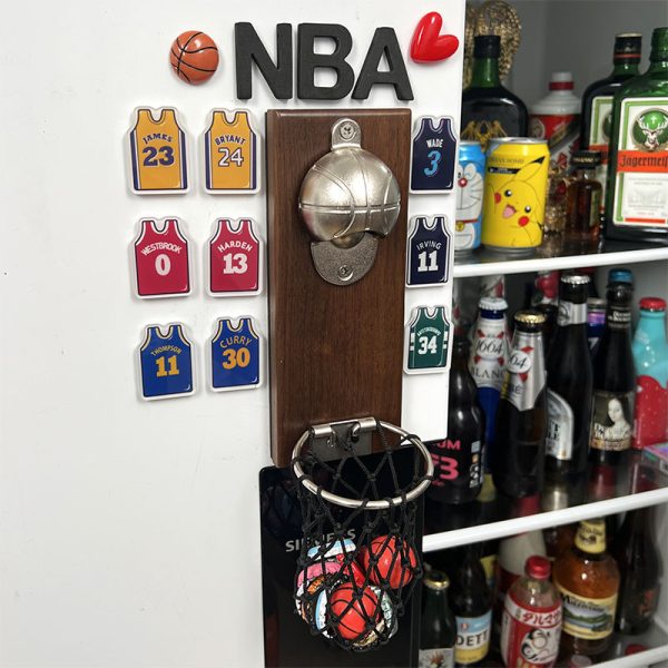 NBA basketball refrigerator sticker bottle opener magnetic suction James Kobe McGrady jersey wall mounted beer screwdriver ball jersey - 图片 2