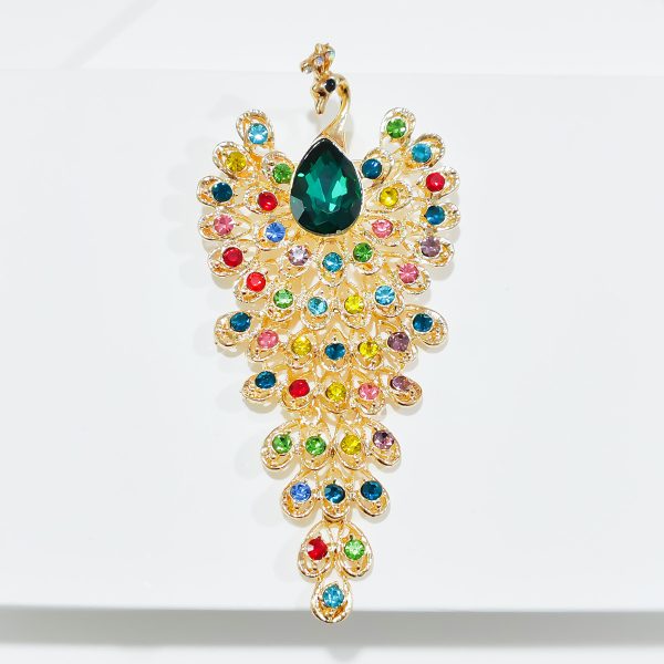 Diamond studded peacock brooch for women with a niche and high-end feel, DIY simple and luxurious chest flower - Image 4