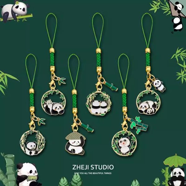 Chinese style panda bamboo woven keychain mobile phone rope anti lost small pendant, Sichuan Chengdu cultural and creative commemorative gift - Image 2