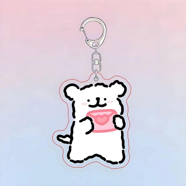 Cute Line Puppy Marzis Cartoon Fun Acrylic Keychain Backpack Pendant for Friends, Small Gift for Women - 图片 2