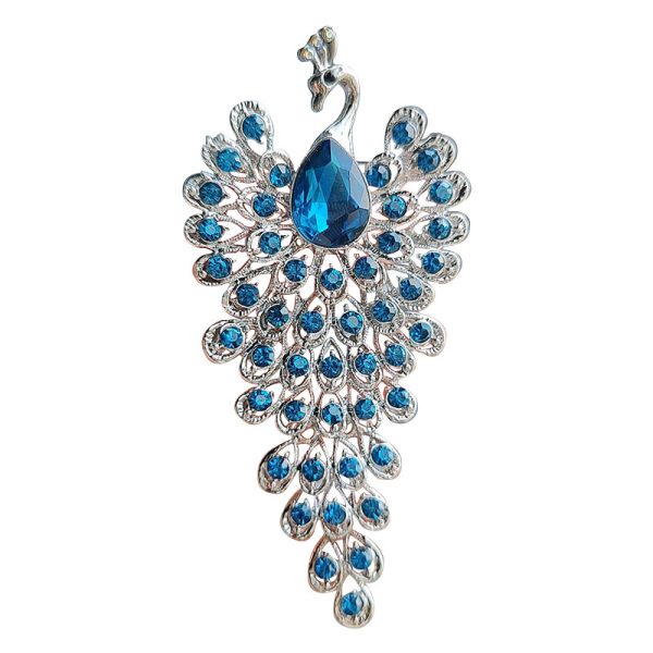 Diamond studded peacock brooch for women with a niche and high-end feel, DIY simple and luxurious chest flower - Image 5