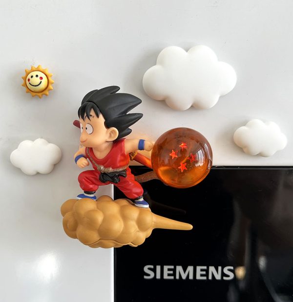 Dragon Ball Flying Red Sun Wukong Refrigerator Sticker Creative Hole Plate Magnetic Sticker Anime Home Decoration Magnetic Sticker - 图片 2