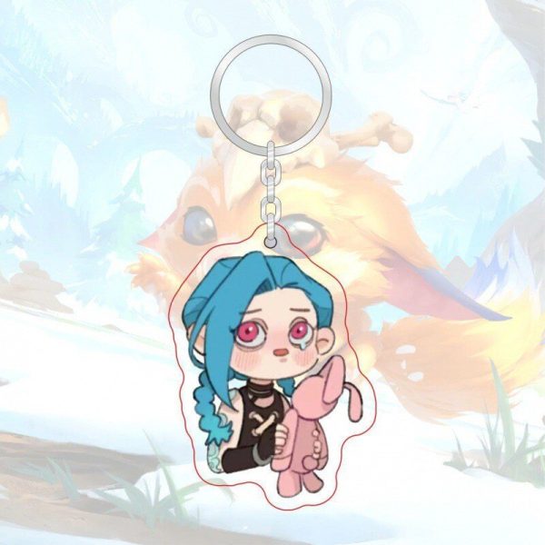 LOL League of Legends Jinx Keychain Explosive Emojis Cute Cute Stupid Cute Acrylic Backpack Pendant - 图片 2