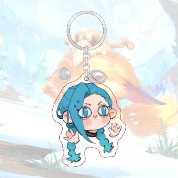 LOL League of Legends Jinx Keychain Explosive Emojis Cute Cute Stupid Cute Acrylic Backpack Pendant - 图片 3