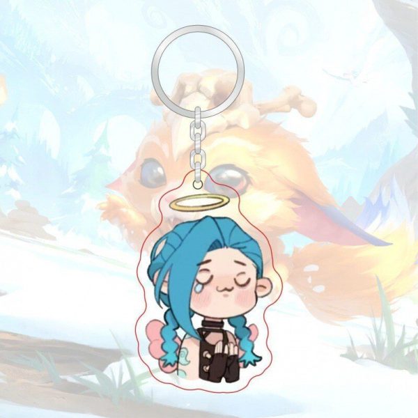 LOL League of Legends Jinx Keychain Explosive Emojis Cute Cute Stupid Cute Acrylic Backpack Pendant - 图片 4