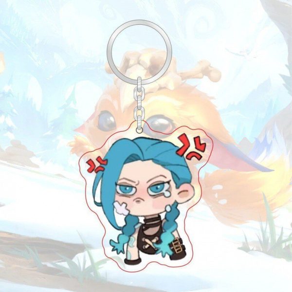 LOL League of Legends Jinx Keychain Explosive Emojis Cute Cute Stupid Cute Acrylic Backpack Pendant - 图片 5