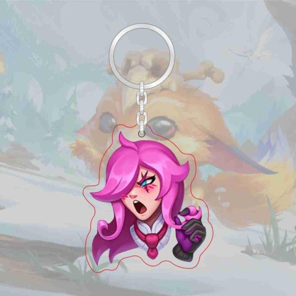 C parody LOL emoji acrylic transparent keychain League of Legends level 7 achievement logo Jinx pendant