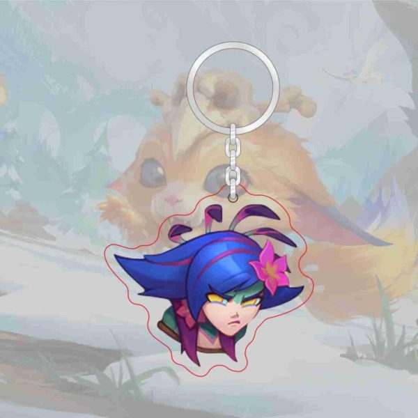 C parody LOL emoji acrylic transparent keychain League of Legends level 7 achievement logo Jinx pendant - 图片 3