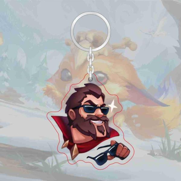 C parody LOL emoji acrylic transparent keychain League of Legends level 7 achievement logo Jinx pendant - 图片 5