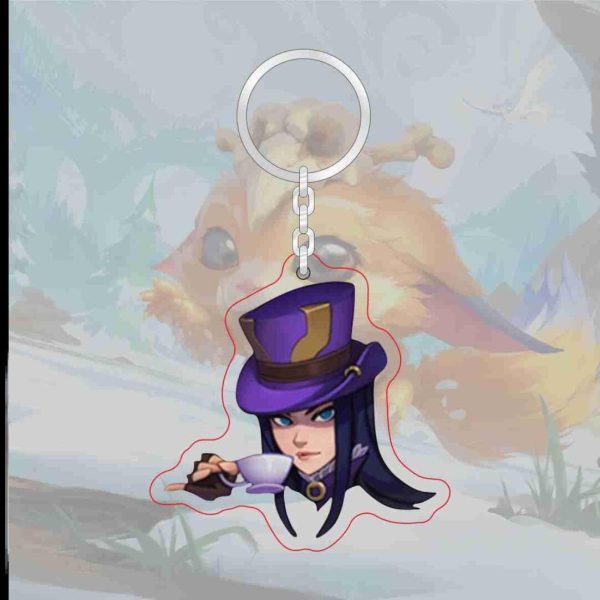 C parody LOL emoji acrylic transparent keychain League of Legends level 7 achievement logo Jinx pendant - 图片 9