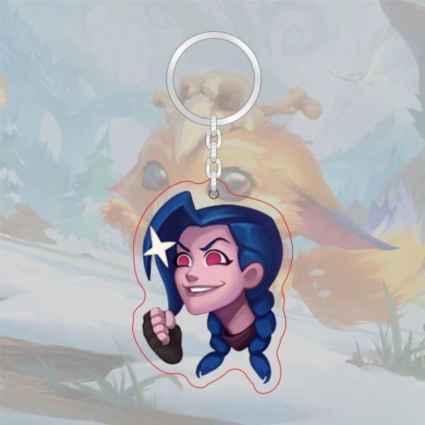 Spoof LOL emoji acrylic keychain League of Legends level 7 achievement logo Jinx pendant Aso dog tag