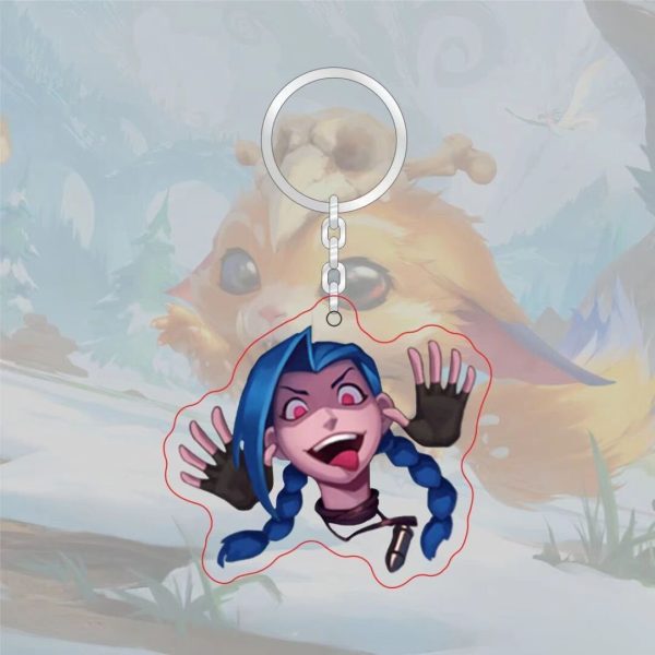 Spoof LOL emoji acrylic keychain League of Legends level 7 achievement logo Jinx pendant Aso dog tag - 图片 2