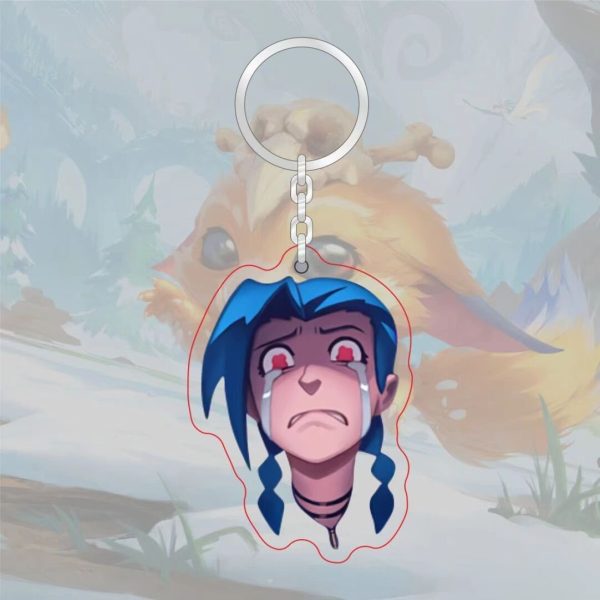 Spoof LOL emoji acrylic keychain League of Legends level 7 achievement logo Jinx pendant Aso dog tag - Image 3