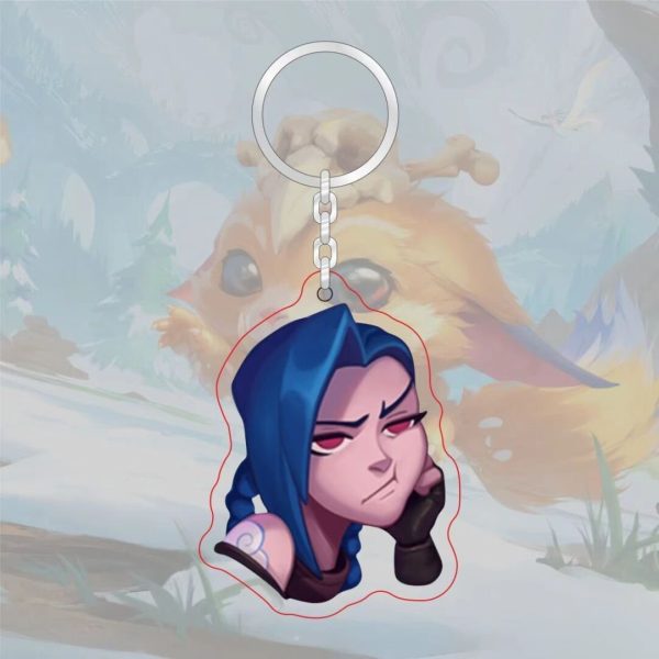 Spoof LOL emoji acrylic keychain League of Legends level 7 achievement logo Jinx pendant Aso dog tag - 图片 8