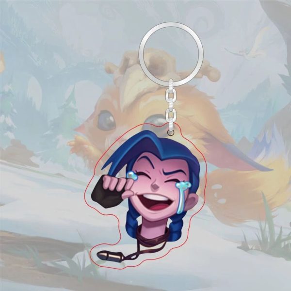 Spoof LOL emoji acrylic keychain League of Legends level 7 achievement logo Jinx pendant Aso dog tag - 图片 9