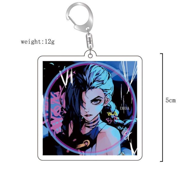 League of Legends Twin Cities Battle Surrounding Keychains: Asoman King Sword Saint Jess Acrylic Keychain - Image 2