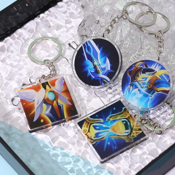 LOL League of Legends Equipment Keychain Transparent King's Name Knife Gold Body Undead Totem Resurrection Armor Life Saving Pendant - Image 2