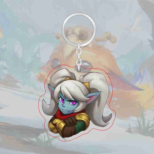 B-type spoof LOL emoji acrylic transparent keychain League of Legends level 7 achievement logo Jinx pendant - 图片 2