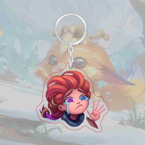 B-type spoof LOL emoji acrylic transparent keychain League of Legends level 7 achievement logo Jinx pendant - Image 3