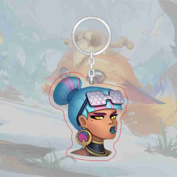 B-type spoof LOL emoji acrylic transparent keychain League of Legends level 7 achievement logo Jinx pendant - Image 5