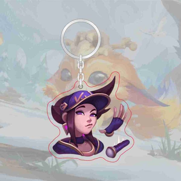 B-type spoof LOL emoji acrylic transparent keychain League of Legends level 7 achievement logo Jinx pendant - Image 6