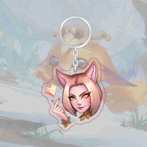 B-type spoof LOL emoji acrylic transparent keychain League of Legends level 7 achievement logo Jinx pendant - 图片 9