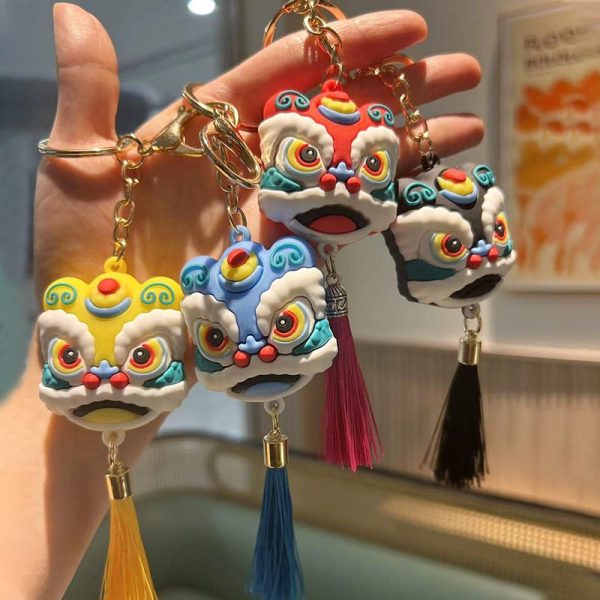 China-Chic Awakening Lion Key Chain Chinese Style Lion Dance Pendant Car Key Chain Bag Small Pendant Couple Gift in the the Year of the Loong