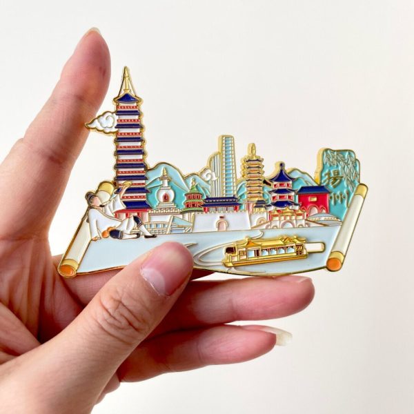 Jiangsu Yangzhou Landmark Building Metal Cultural and Creative Refrigerator Sticker Removable Refrigerator Sticker 3D Relief Tourist Souvenir · Yangzhou, Jiangsu - 图片 2