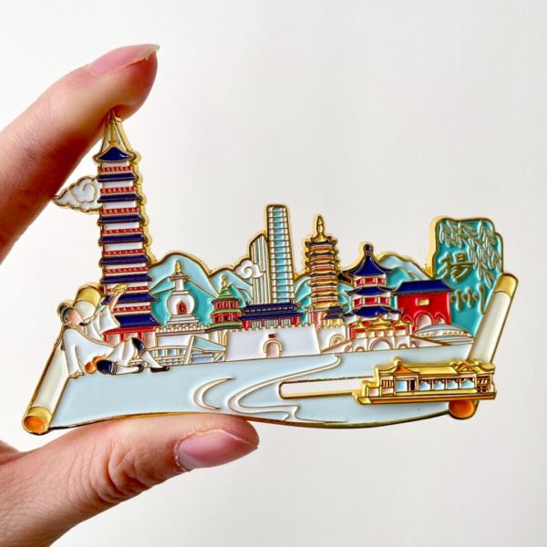 Jiangsu Yangzhou Landmark Building Metal Cultural and Creative Refrigerator Sticker Removable Refrigerator Sticker 3D Relief Tourist Souvenir · Yangzhou, Jiangsu - Image 3