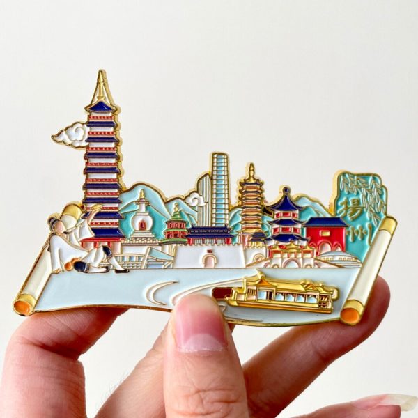 Jiangsu Yangzhou Landmark Building Metal Cultural and Creative Refrigerator Sticker Removable Refrigerator Sticker 3D Relief Tourist Souvenir · Yangzhou, Jiangsu - 图片 4