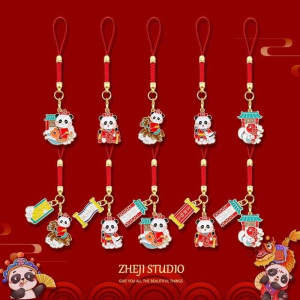 Tongzi · China-Chic mobile phone lanyard Little panda pendant Sichuan cultural creativity key chain gold list - 图片 6