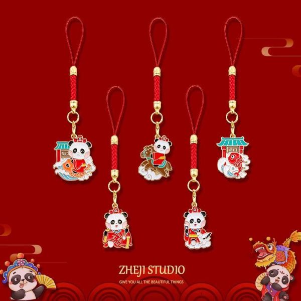 Tongzi · China-Chic mobile phone lanyard Little panda pendant Sichuan cultural creativity key chain gold list