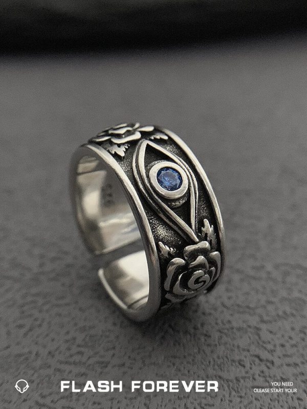 FLASHFOREVER Retro Horus Eye Ring Men's Trendy Fashion Personality Single Adjustable - Image 6