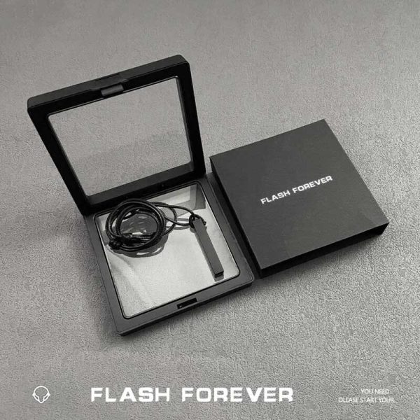 FLASHFOREVER Personalized Three Dimensional Rectangular Obsidian Necklace for Male and Female Students, Simple, Small, and High End Pendant - 图片 5