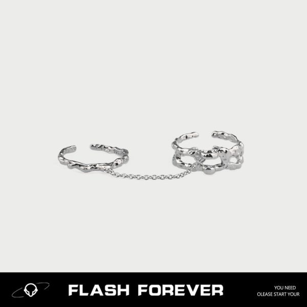 FLASHFOREVER niche design, high-end chain, double ring, men's fashion, personality, adjustable opening, women's opening/adjustable