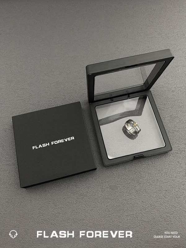 FLASHFOREVER High end Personalized Ring, Male God's Eye Silver Opening Adjustable Hip Hop Ring - 图片 2