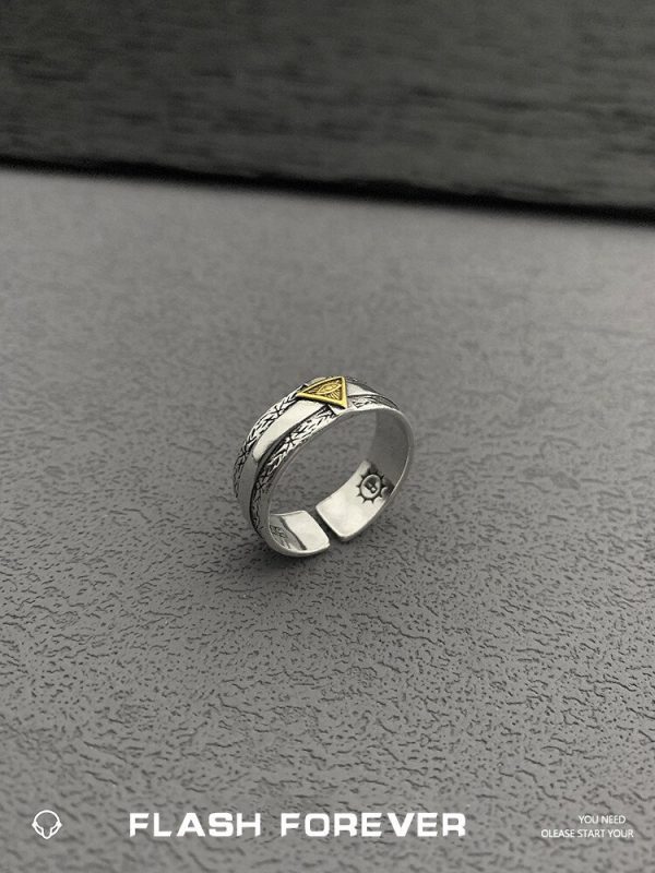 FLASHFOREVER High end Personalized Ring, Male God's Eye Silver Opening Adjustable Hip Hop Ring - 图片 4