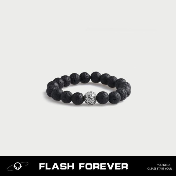 FLASHFOREVER Galaxy! Volcanic stone high-end relief bracelet for men, niche design for couples, elastic/16-23cm wrist can be worn