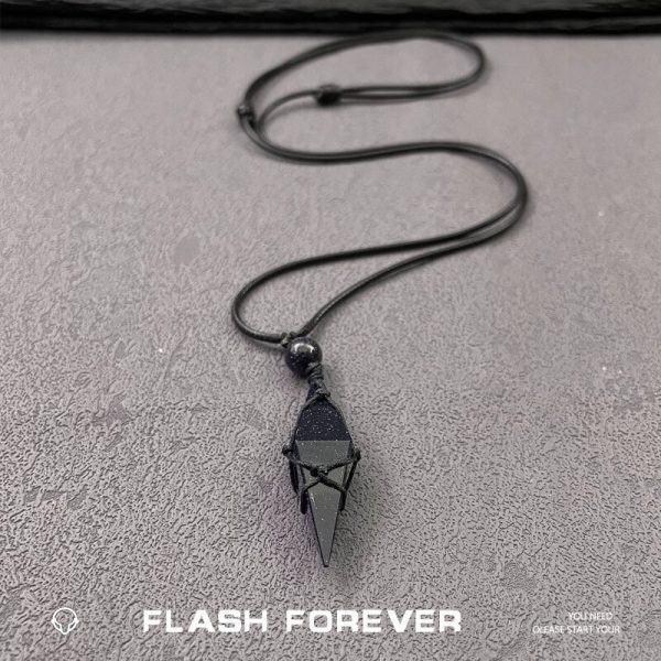 FLASHFOREVER "Night Starry Sky" Obsidian Blue Sandstone Diamond Necklace Male and Female Weaving Rope Gift - 图片 4